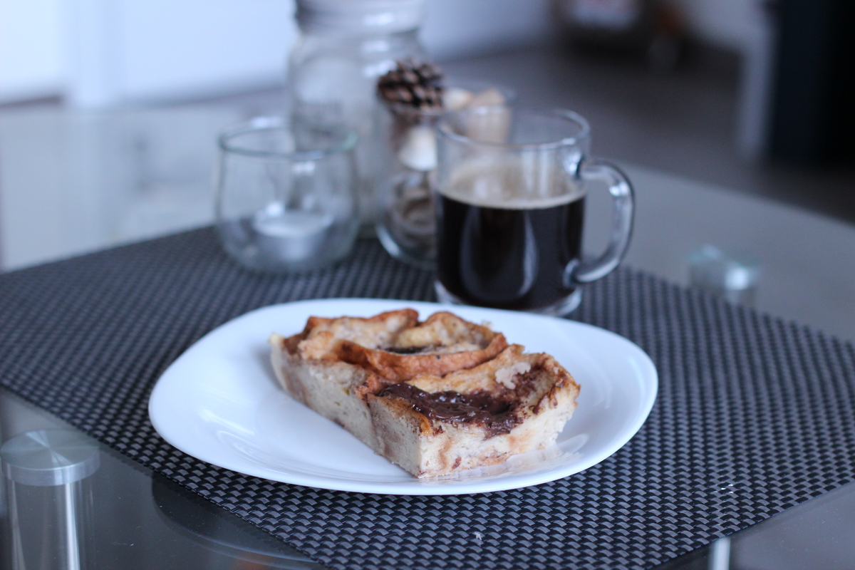Cake with Croissants with coffee